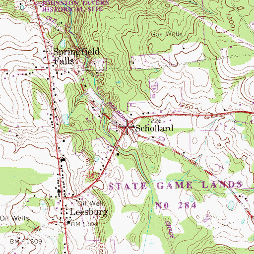 Topographic Map of Schollard, PA