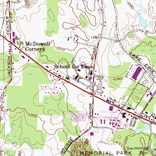 Topographic Map of School for Boys, PA