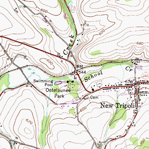 Topographic Map of School Creek, PA