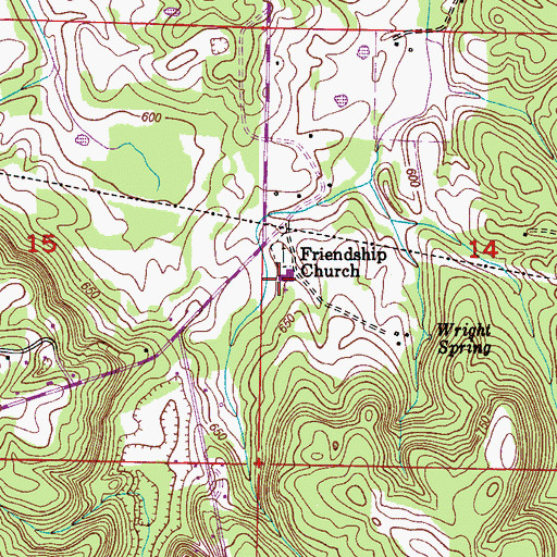 Topographic Map of Friendship Baptist Church, AL