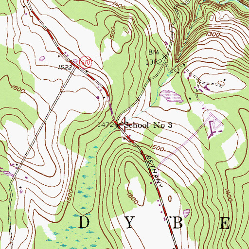 Topographic Map of School Number 3, PA