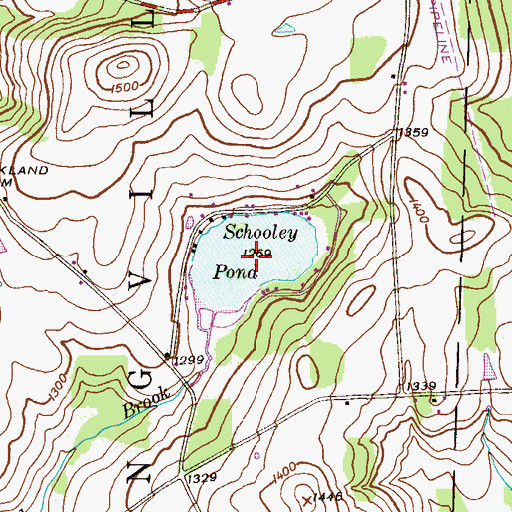 Topographic Map of Schooley Pond, PA
