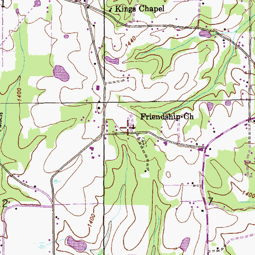 Topographic Map of Friendship Church, AL