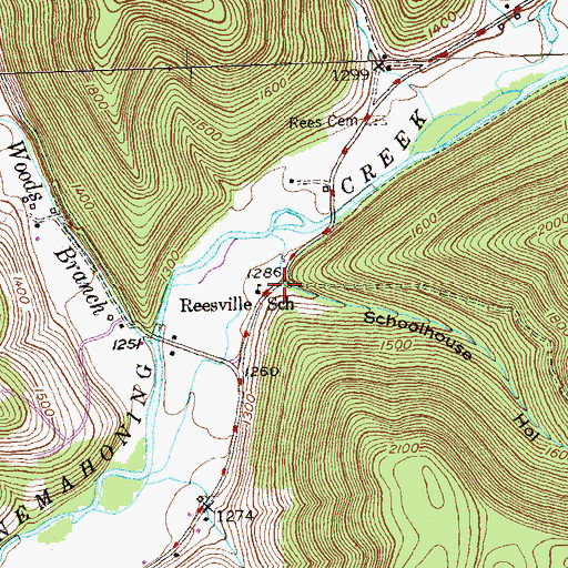 Topographic Map of Schoolhouse Hollow, PA