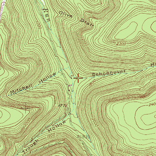 Topographic Map of Schoonover Hollow, PA