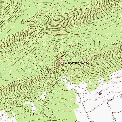 Topographic Map of Schroyer Gap, PA