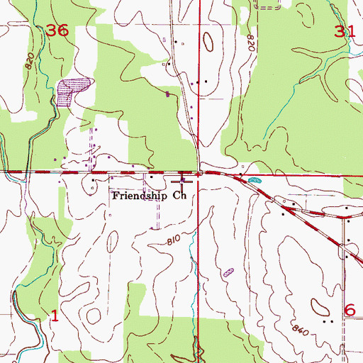 Topographic Map of Friendship Church, AL