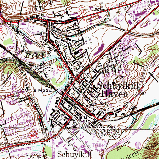 Topographic Map of Schuylkill Haven, PA