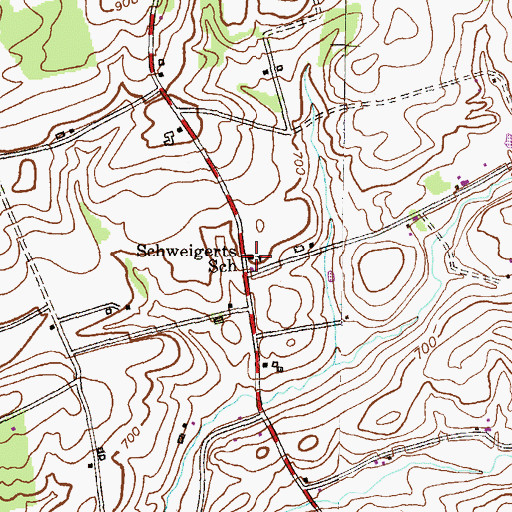 Topographic Map of Schweigerts School, PA