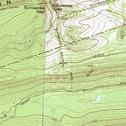 Topographic Map of Schwenks Gap Trail, PA