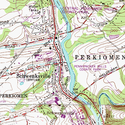 Topographic Map of Schwenksville, PA