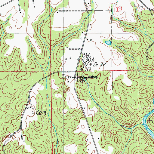 Topographic Map of Friendship Church, AL
