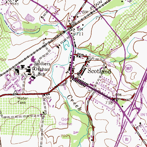 Topographic Map of Scotland, PA