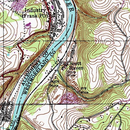 Topographic Map of Scott Haven, PA