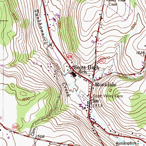 Topographic Map of Scott High School, PA