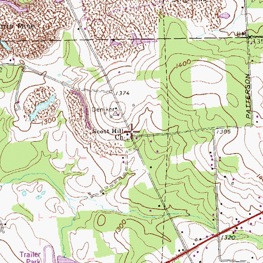 Topographic Map of Scott Hill Church, PA