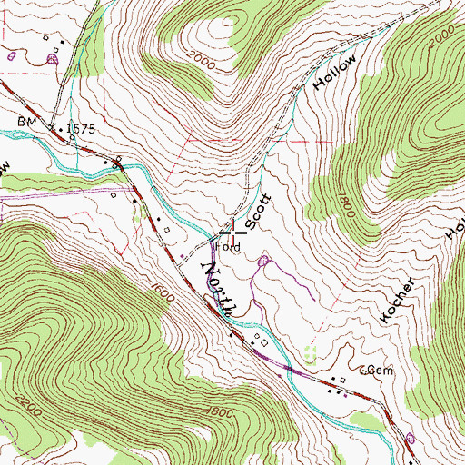 Topographic Map of Scott Hollow, PA