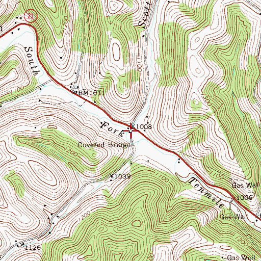 Topographic Map of Scott Run, PA