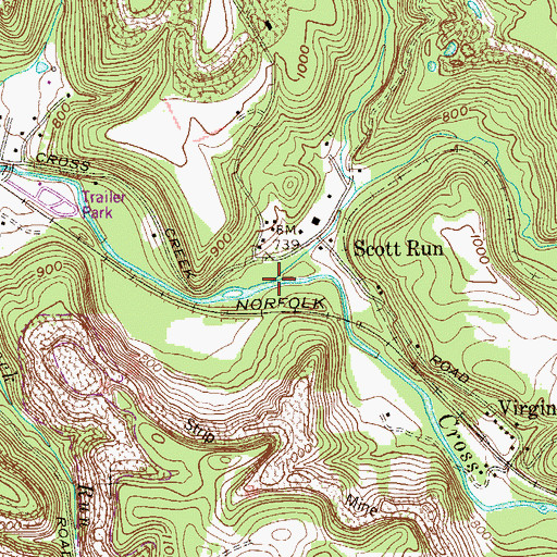 Topographic Map of Scott Run, WV