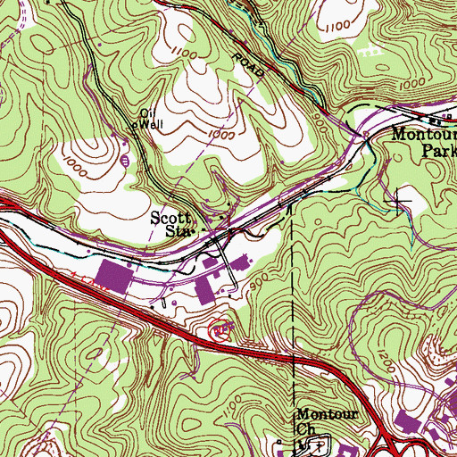 Topographic Map of Scott Station, PA