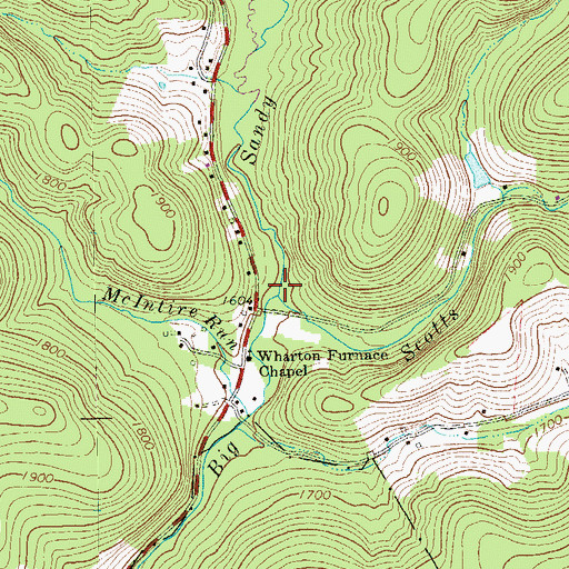 Topographic Map of Scotts Run, PA