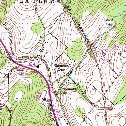 Topographic Map of Scranton Cemetery, PA