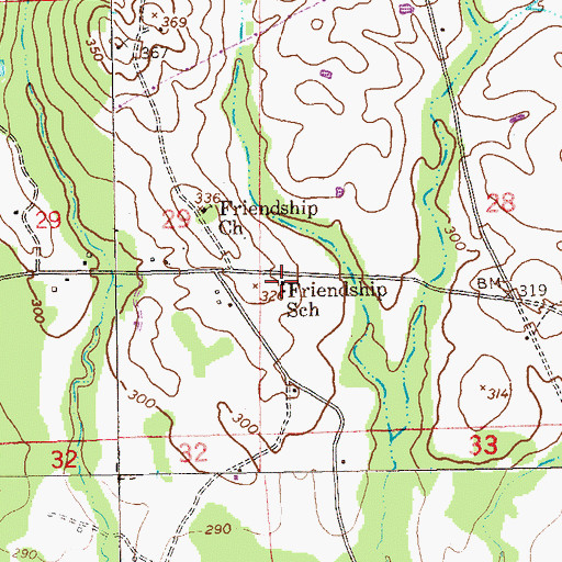 Topographic Map of Friendship School, AL