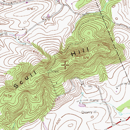 Topographic Map of Scull Hill, PA