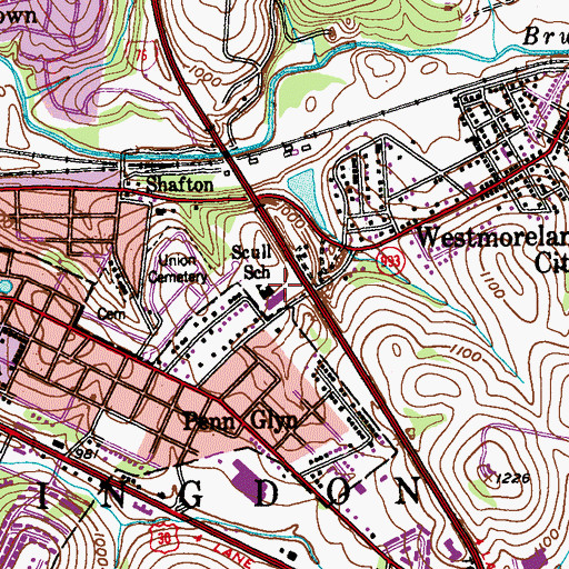 Topographic Map of Scull School, PA