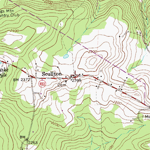 Topographic Map of Scullton, PA