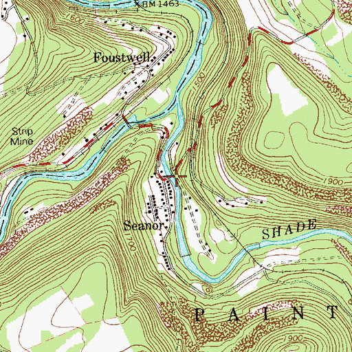 Topographic Map of Seanor, PA