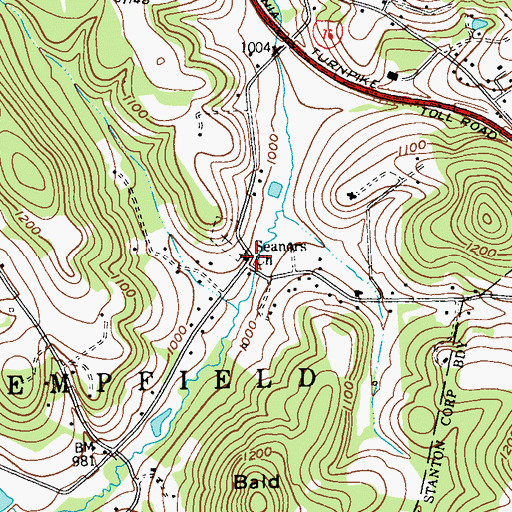 Topographic Map of Seanor Church, PA