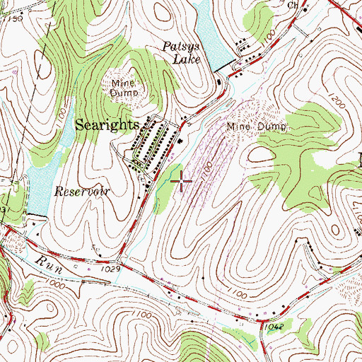 Topographic Map of Searights, PA