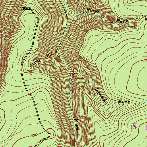 Topographic Map of Second Fork Barney Run, PA