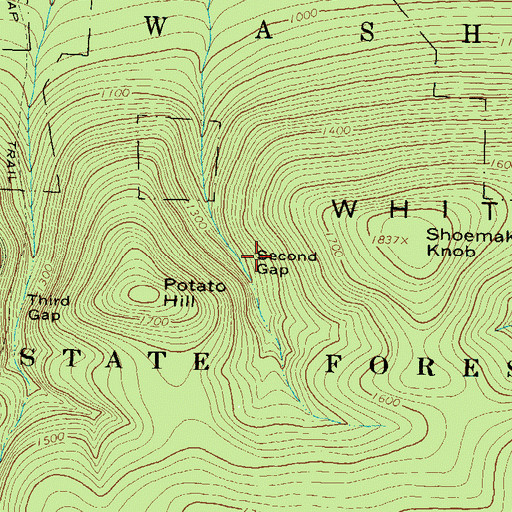 Topographic Map of Second Gap, PA