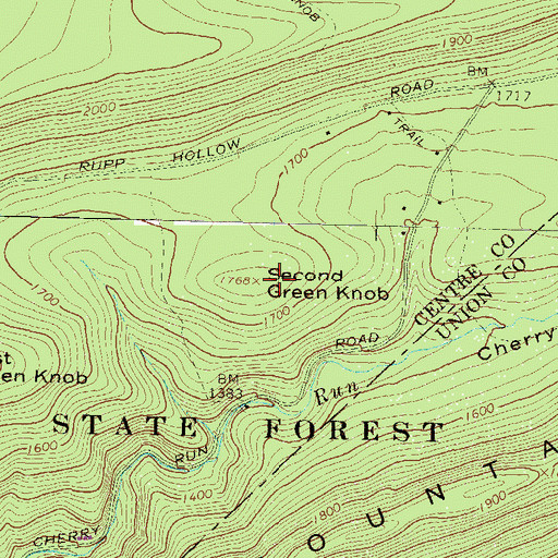Topographic Map of Second Green Knob, PA