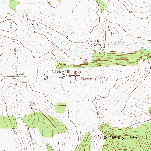 Topographic Map of Seeley Hill Cemetery, PA