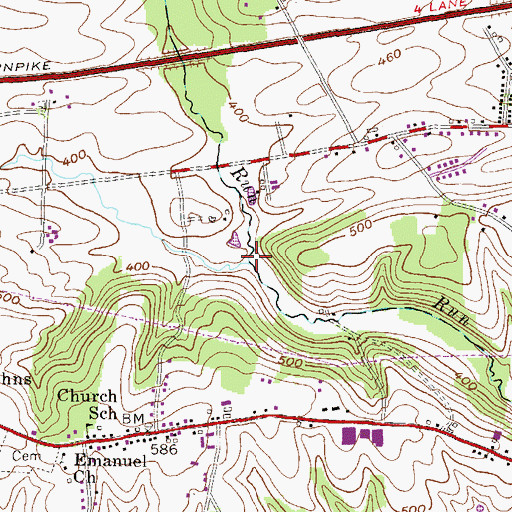 Topographic Map of Segloch Run, PA