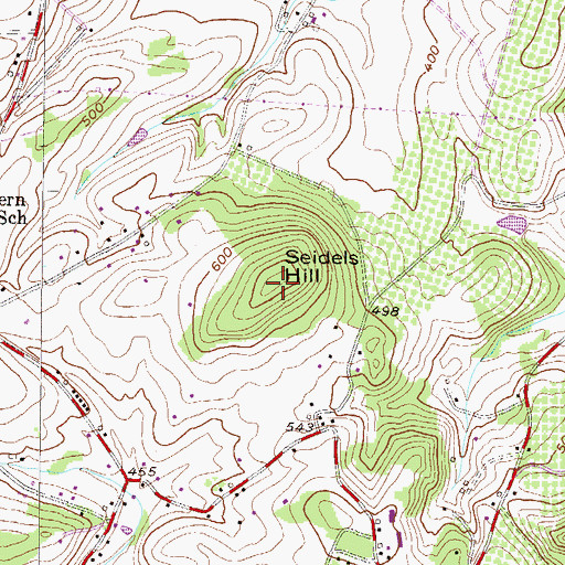 Topographic Map of Seidels Hill, PA