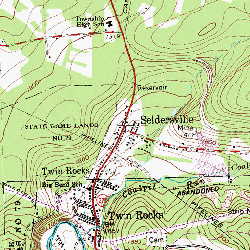 Topographic Map of Seldersville, PA