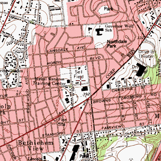 Topographic Map of Sell Field, PA