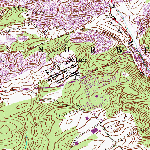 Topographic Map of Seltzer, PA