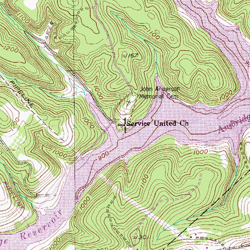 Topographic Map of Service United Church, PA