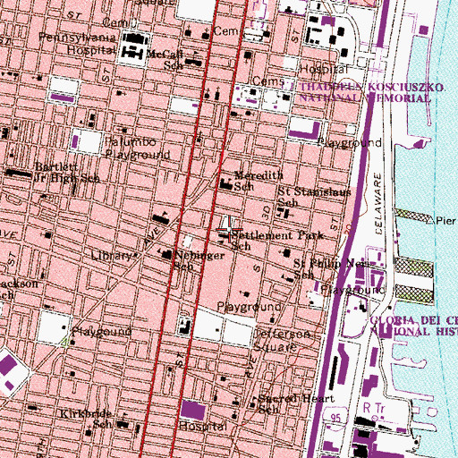 Topographic Map of Settlement Park School, PA