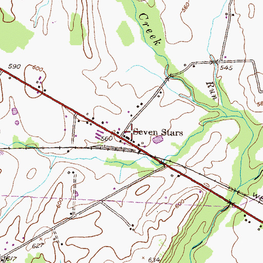 Topographic Map of Seven Stars, PA