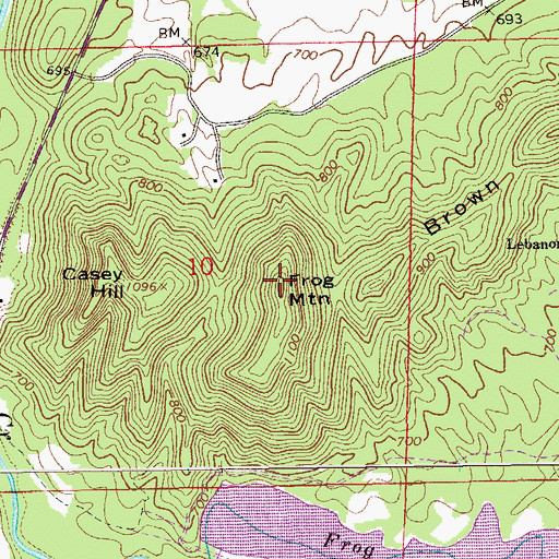 Topographic Map of Frog Mountain, AL