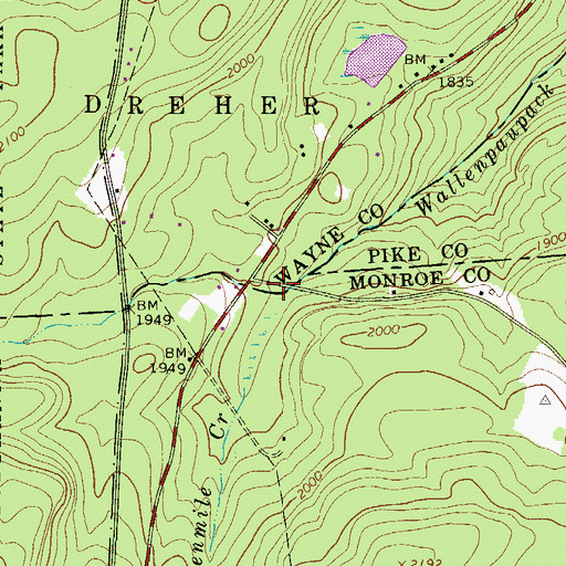 Topographic Map of Seventeenmile Creek, PA