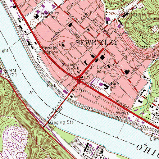 Topographic Map of Sewickley, PA