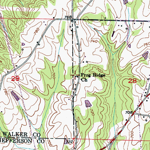 Topographic Map of Frog Ridge Church, AL
