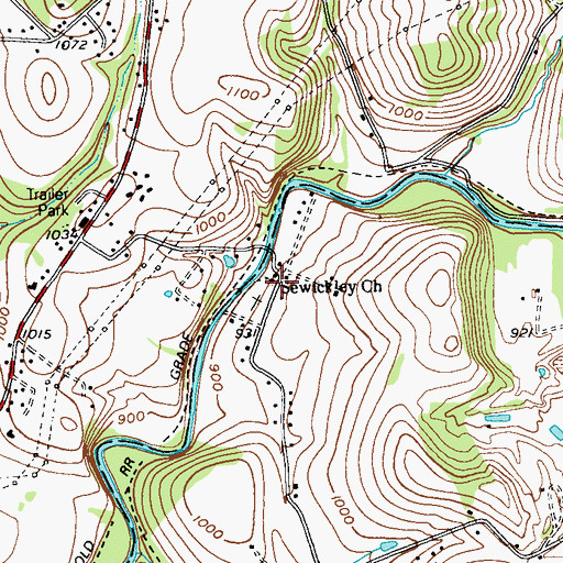 Topographic Map of Sewickley Church, PA
